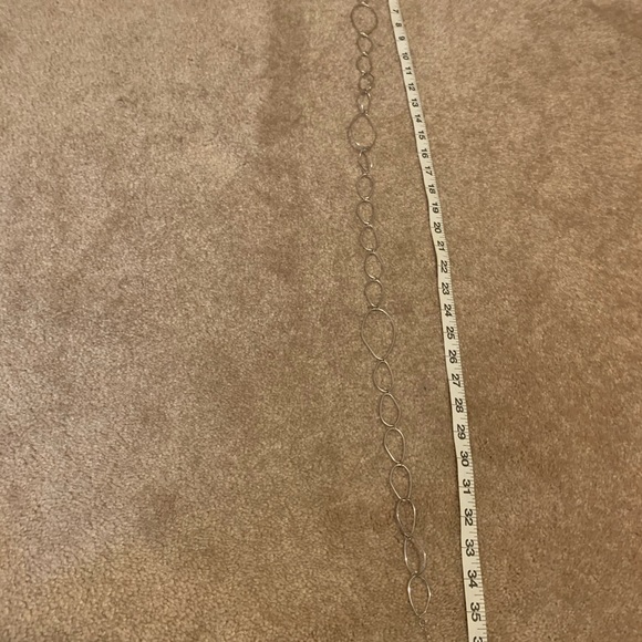 LADIES SILVER TONE COIN NECKLACE LONG STRAND OVAL NWOT - Picture 8 of 10